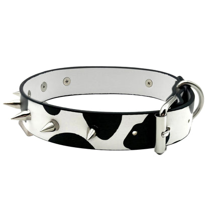 Paloli Sexig Cow Choker Collar Wich Silver Bell Svart Läder