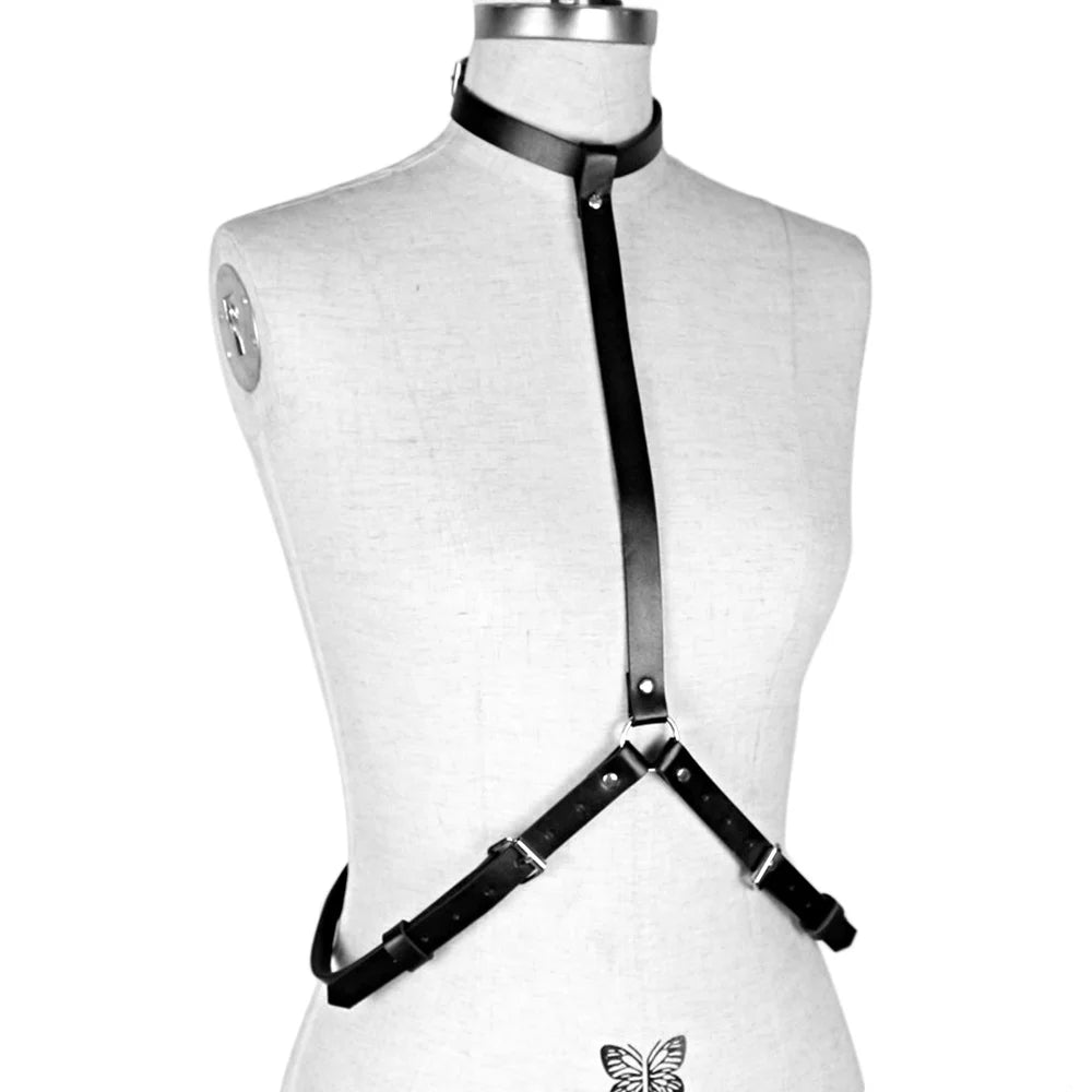 Women Sexy PU Leather Harness Lingerie Goth Harajuku Body