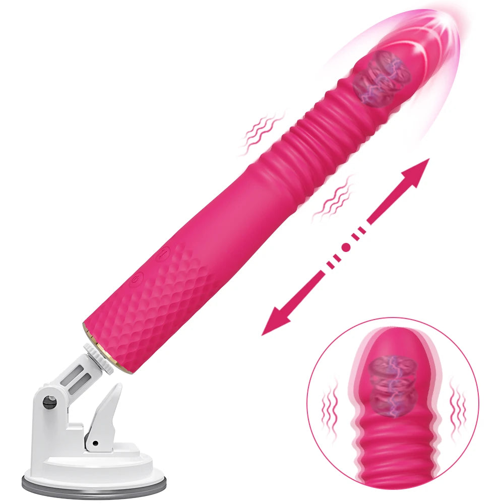 Automatisk maskin Teleskopisk Dildo Vibrator Sexleksak