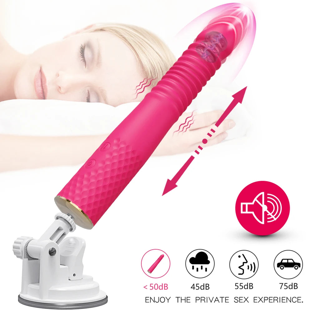 Automatisk maskin Teleskopisk Dildo Vibrator Sexleksak